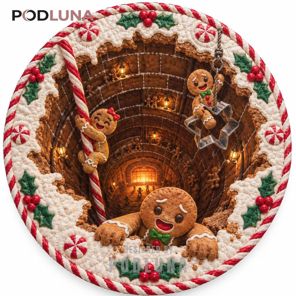Gingerbread Cookie 3D Christmas Rug Icing Well Swing Fireplace