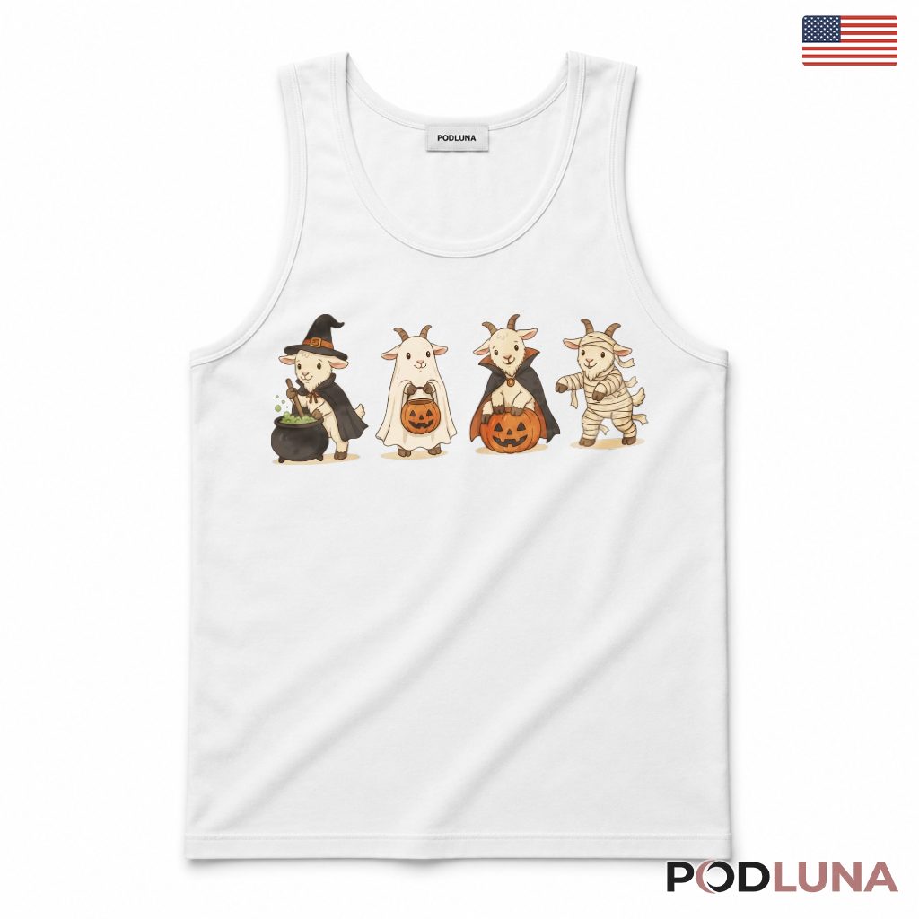Goat Halloween Tank Top Spooky Cute Farm Animal Costume Party Goat Halloween Tank Top Spooky Cute Farm Animal Costume Party