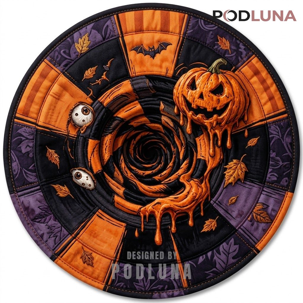 Halloween 3D Rug Dripping Jack O Lantern Vortex Eyeball Illusion 1