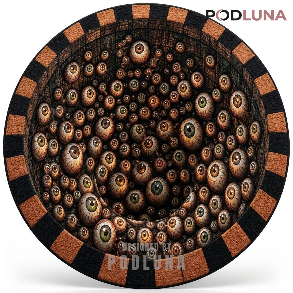 Halloween 3D Rug Eyeball Pit Striped Well Illusion 1