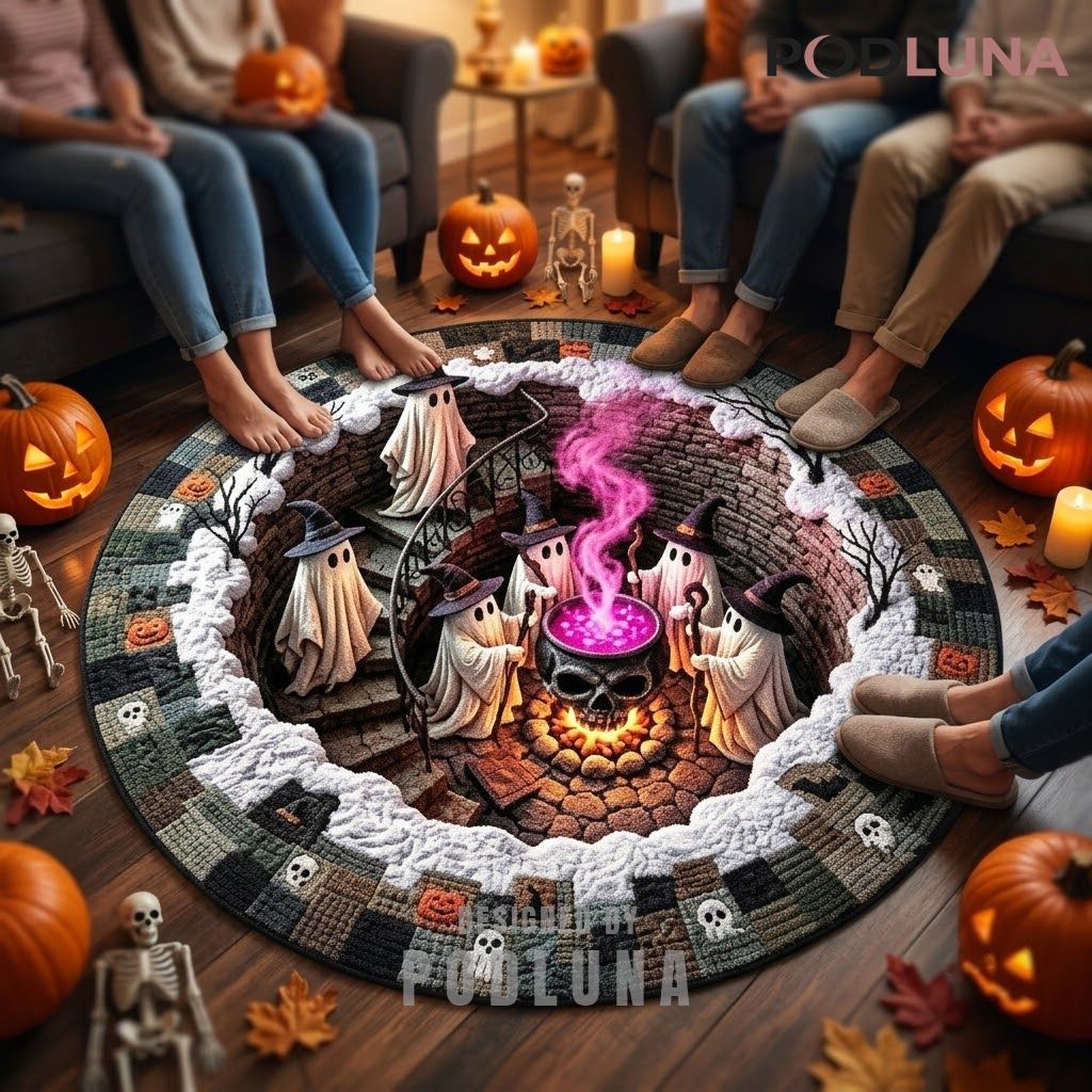 Halloween 3D Rug Ghost Coven Pink Cauldron Stairway Portal 2 Halloween 3D Rug Ghost Coven Pink Cauldron Stairway Portal 2