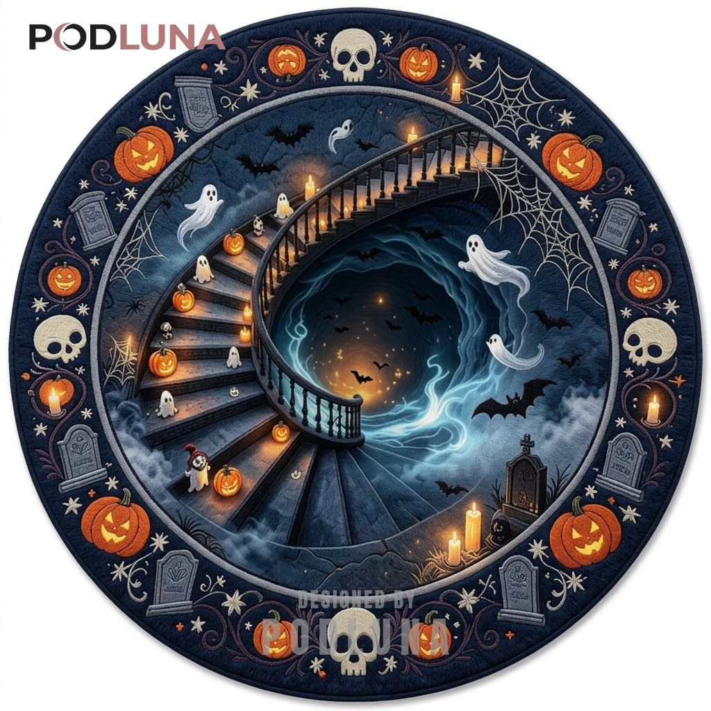 Halloween 3D Rug Haunted Staircase Ghost Portal 1