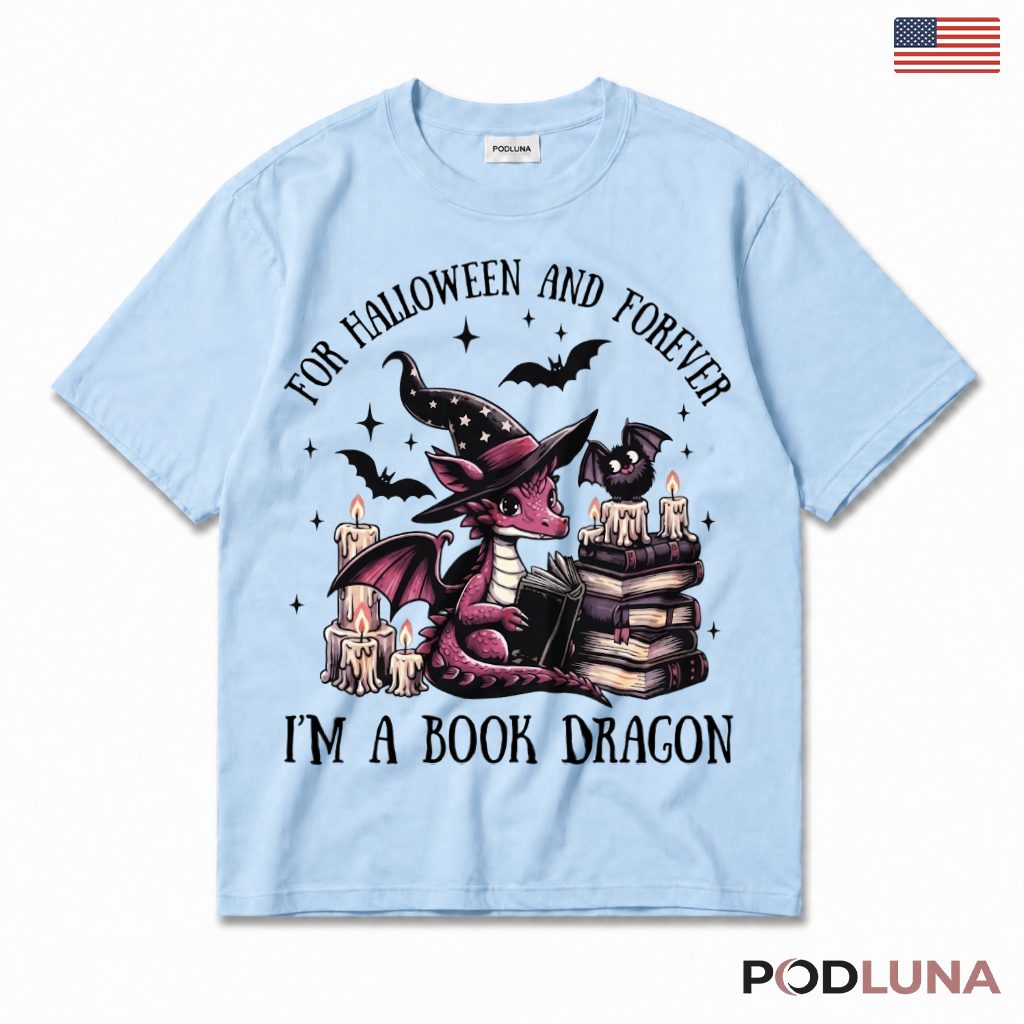 Halloween Book Dragon T-Shirt Reading Cute Fantasy