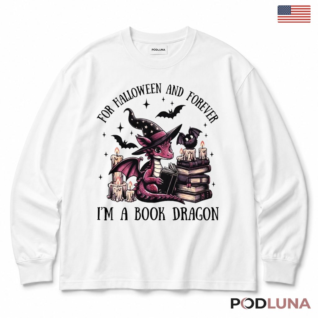 Halloween Book Dragon Long Sleeve Reading Cute Fantasy Halloween Book Dragon Long Sleeve Reading Cute Fantasy