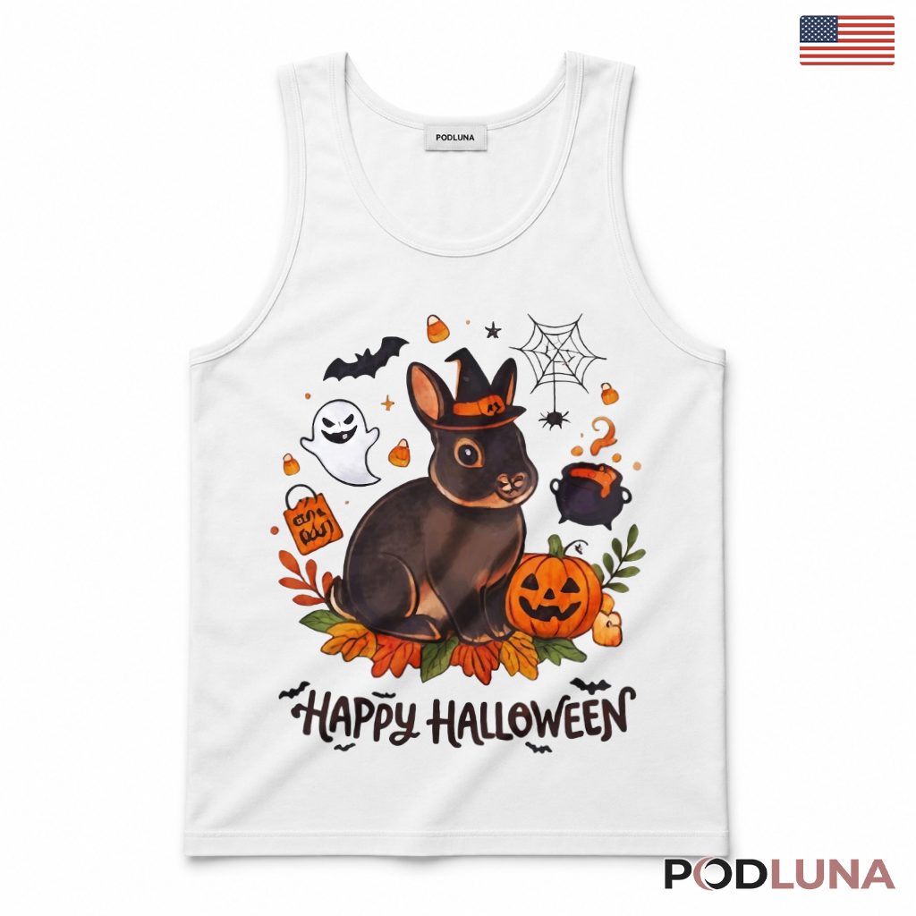 Halloween Bunny Witch Hat Tank Top Cute Rabbit Pumpkin Halloween Bunny Witch Hat Tank Top Cute Rabbit Pumpkin