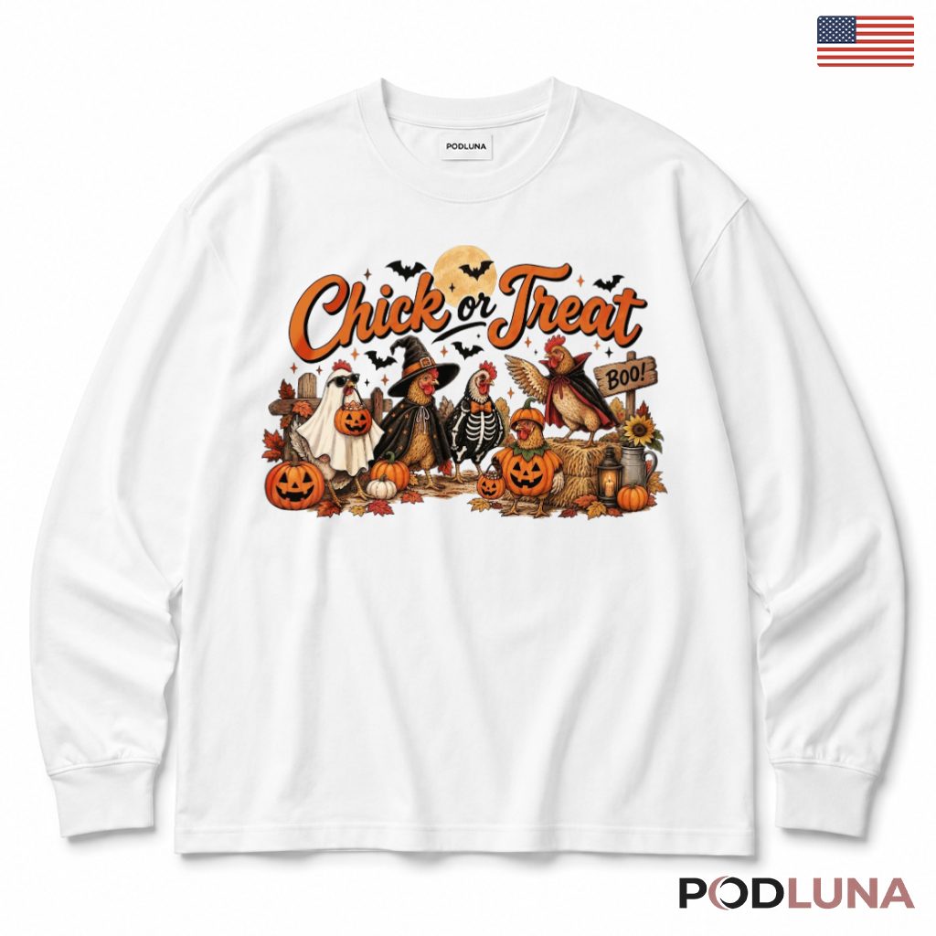 Halloween Chickens Long Sleeve Chick Or Treat Spooky Farm Halloween Chickens Long Sleeve Chick Or Treat Spooky Farm
