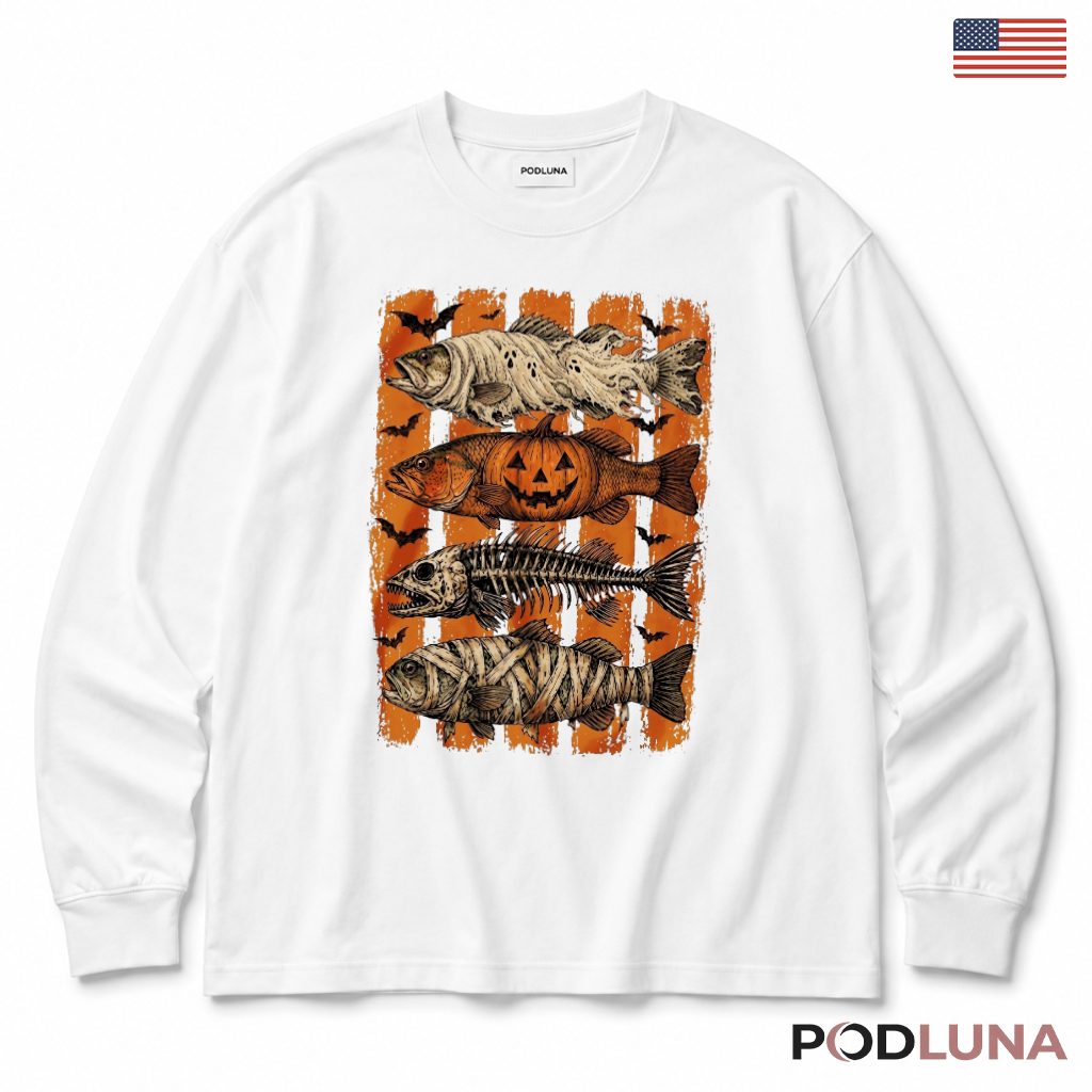 Halloween Fish Long Sleeve Spooky Skeleton Pumpkin Costume Halloween Fish Long Sleeve Spooky Skeleton Pumpkin Costume