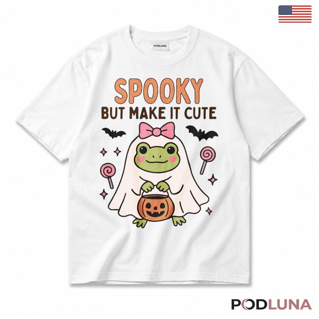 Halloween Ghost Frog T-Shirt Spooky But Make It Cute