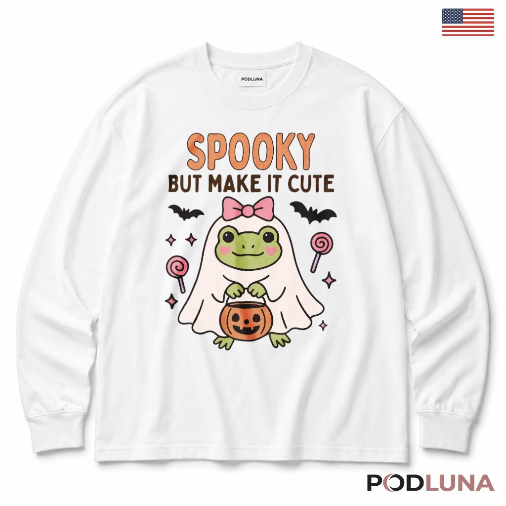 Halloween Ghost Frog Long Sleeve Spooky But Make It Cute Halloween Ghost Frog Long Sleeve Spooky But Make It Cute