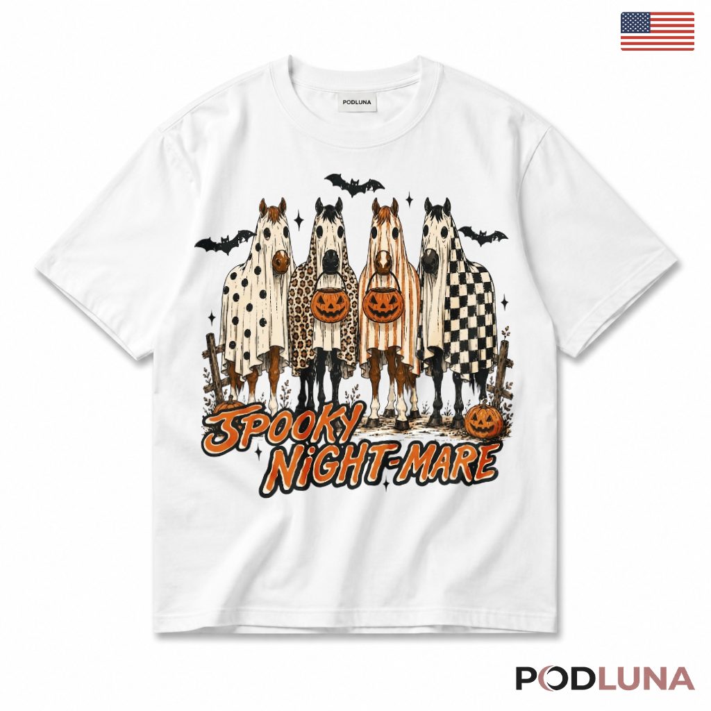 Halloween Ghost Horses T-Shirt Spooky Night Mare