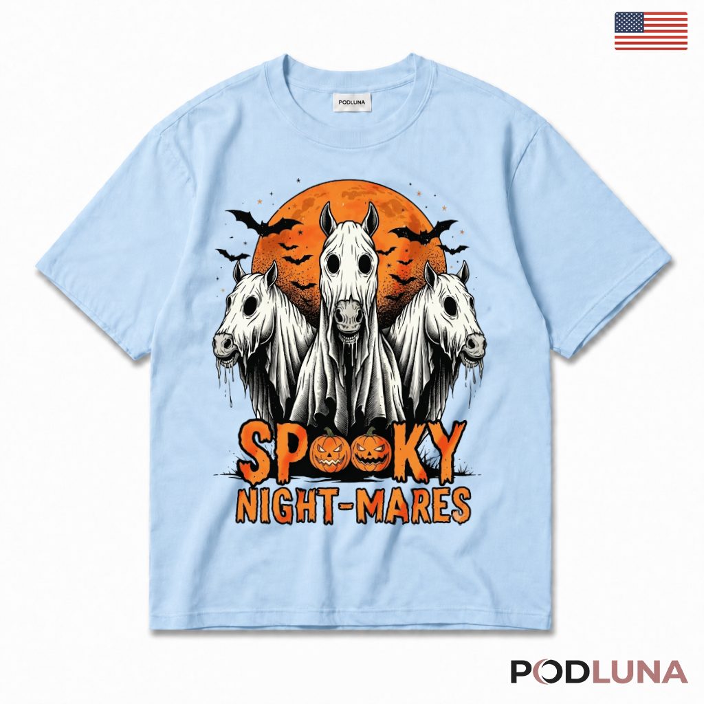 Halloween Ghost Horses T-Shirt Spooky Night Mares