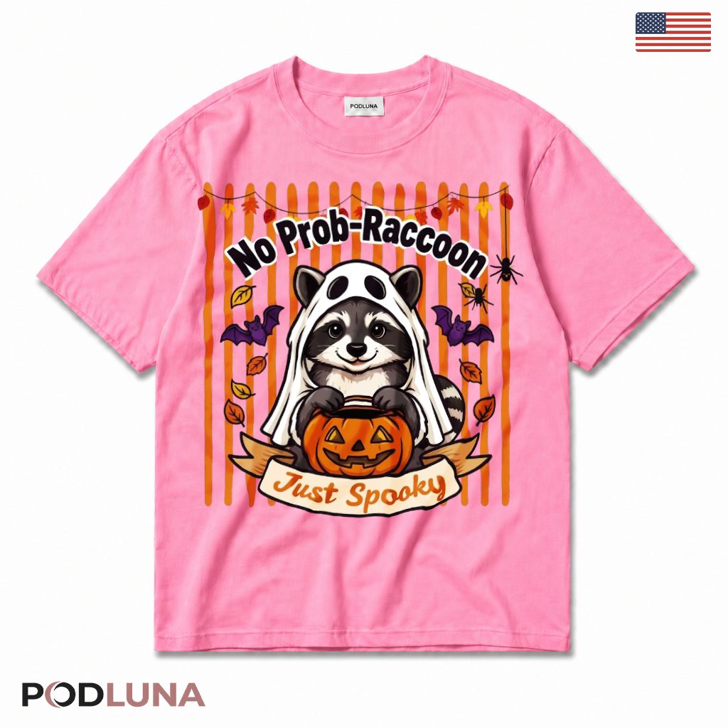 Halloween Ghost Raccoon T-Shirt Cute Spooky Animal