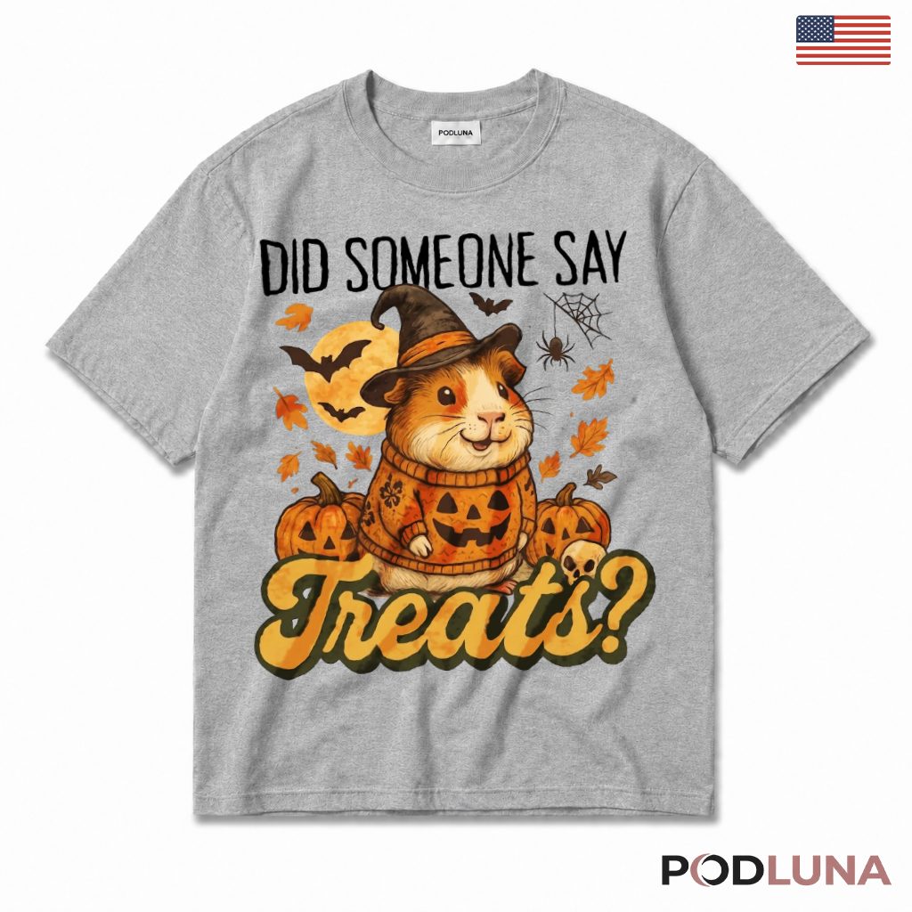 Halloween Guinea Pig T-Shirt Witch Hat Pumpkin Treats