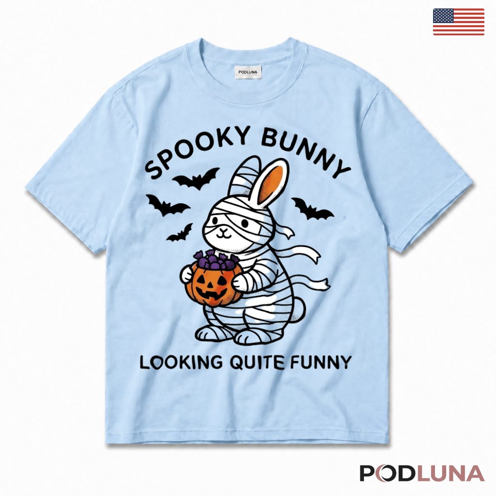 Halloween Mummy Bunny T-Shirt Spooky Cute Rabbit
