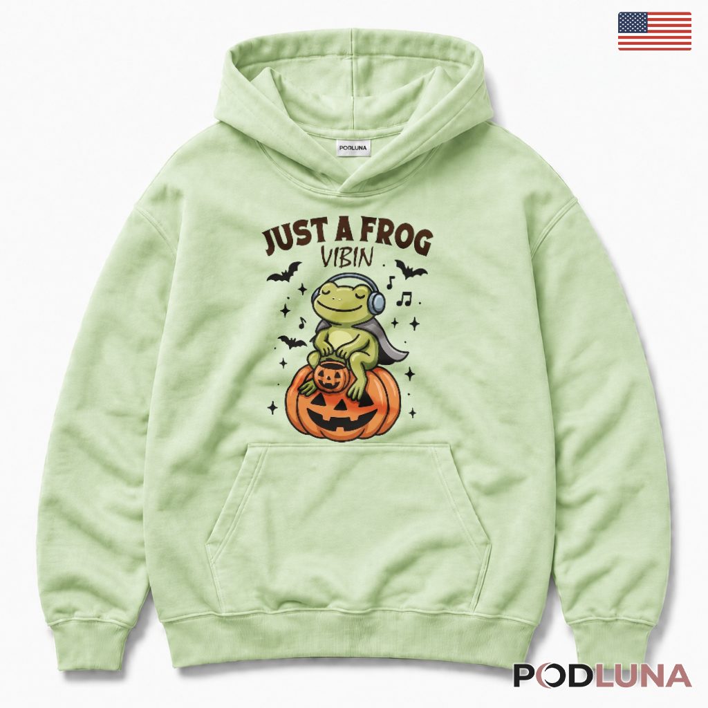 Halloween Music Frog Hoodie Just A Frog Vibin Halloween Music Frog Hoodie Just A Frog Vibin