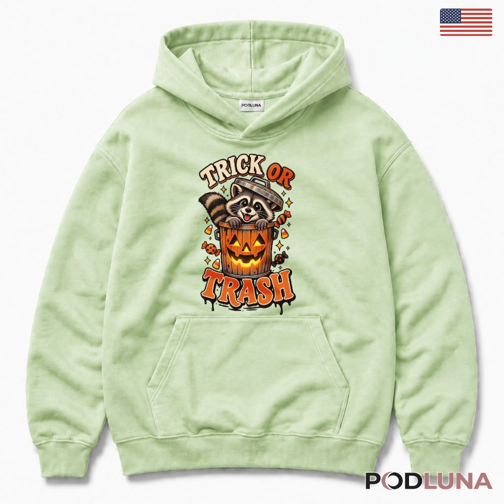 Halloween Raccoon Hoodie Spooky Trash Can Candy Pumpkin Halloween Raccoon Hoodie Spooky Trash Can Candy Pumpkin