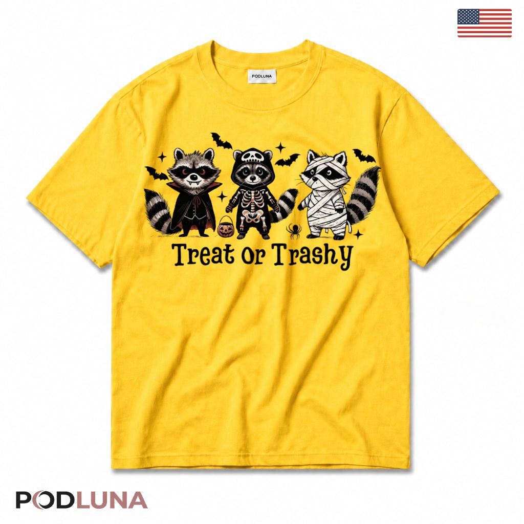 Halloween Raccoon T-Shirt Spooky Trashy Costume Party