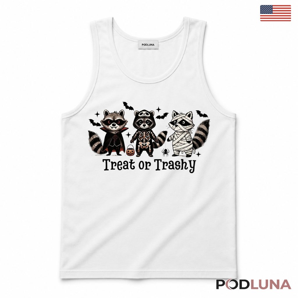 Halloween Raccoon Tank Top Spooky Trashy Costume Party Halloween Raccoon Tank Top Spooky Trashy Costume Party