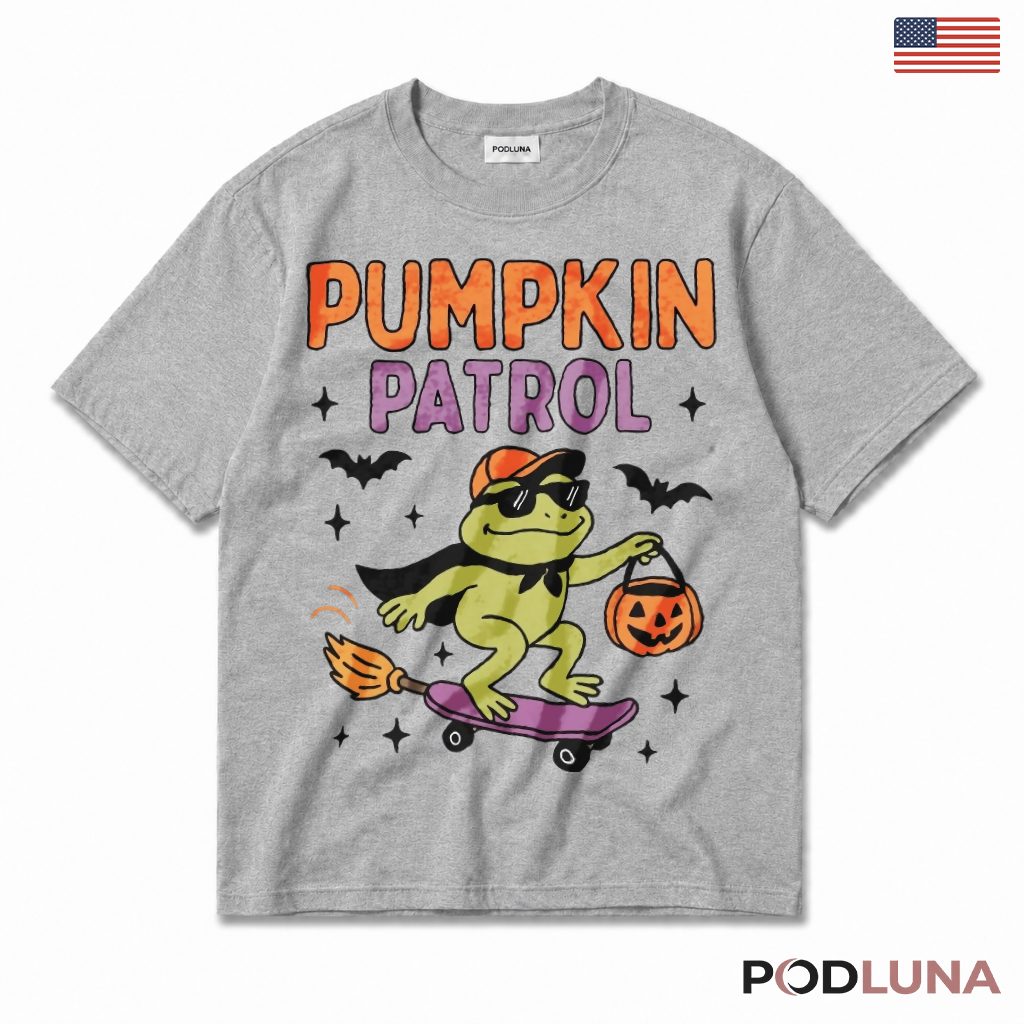 Halloween Skater Frog T-Shirt Pumpkin Patrol