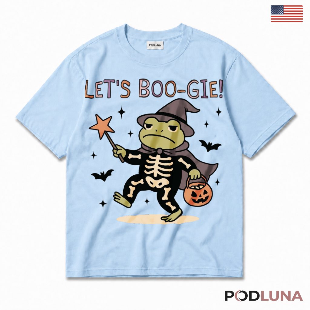 Halloween Skeleton Frog T-Shirt Let S Boo Gie