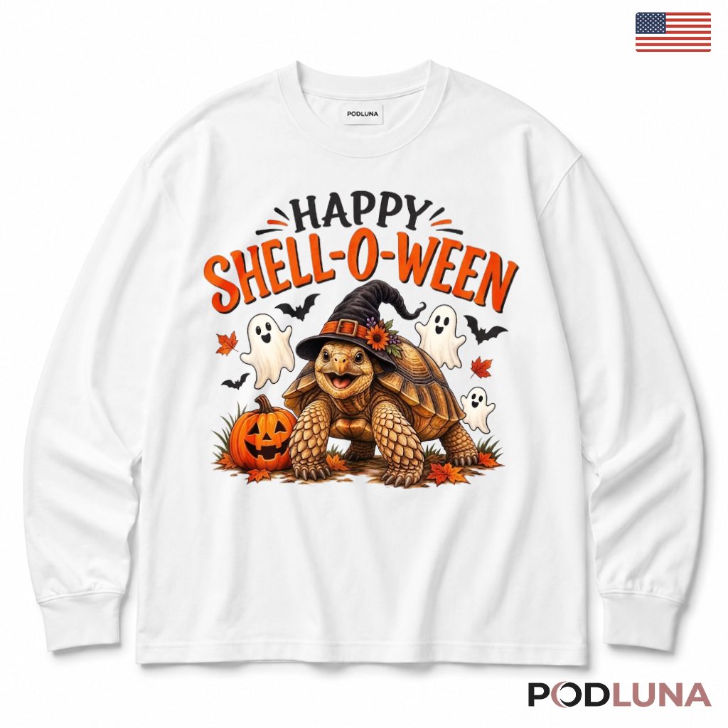 Halloween Tortoise Long Sleeve Spooky Pumpkin Witch Hat Halloween Tortoise Long Sleeve Spooky Pumpkin Witch Hat