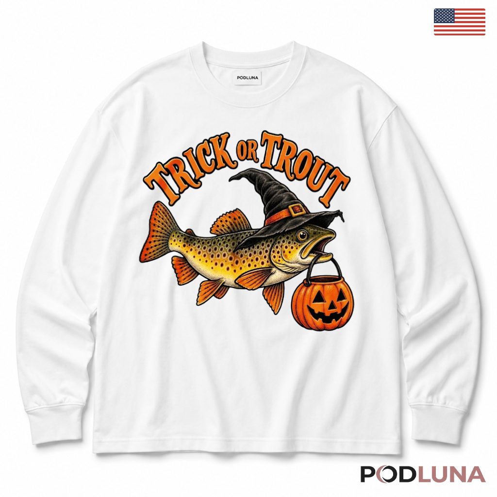 Halloween Trout Fish Long Sleeve Witch Hat Pumpkin Halloween Trout Fish Long Sleeve Witch Hat Pumpkin