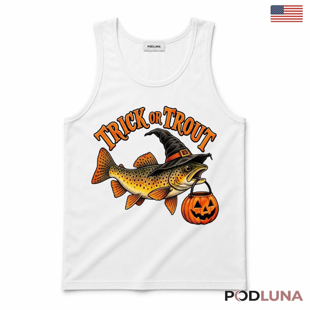 Halloween Trout Fish Tank Top Witch Hat Pumpkin Halloween Trout Fish Tank Top Witch Hat Pumpkin