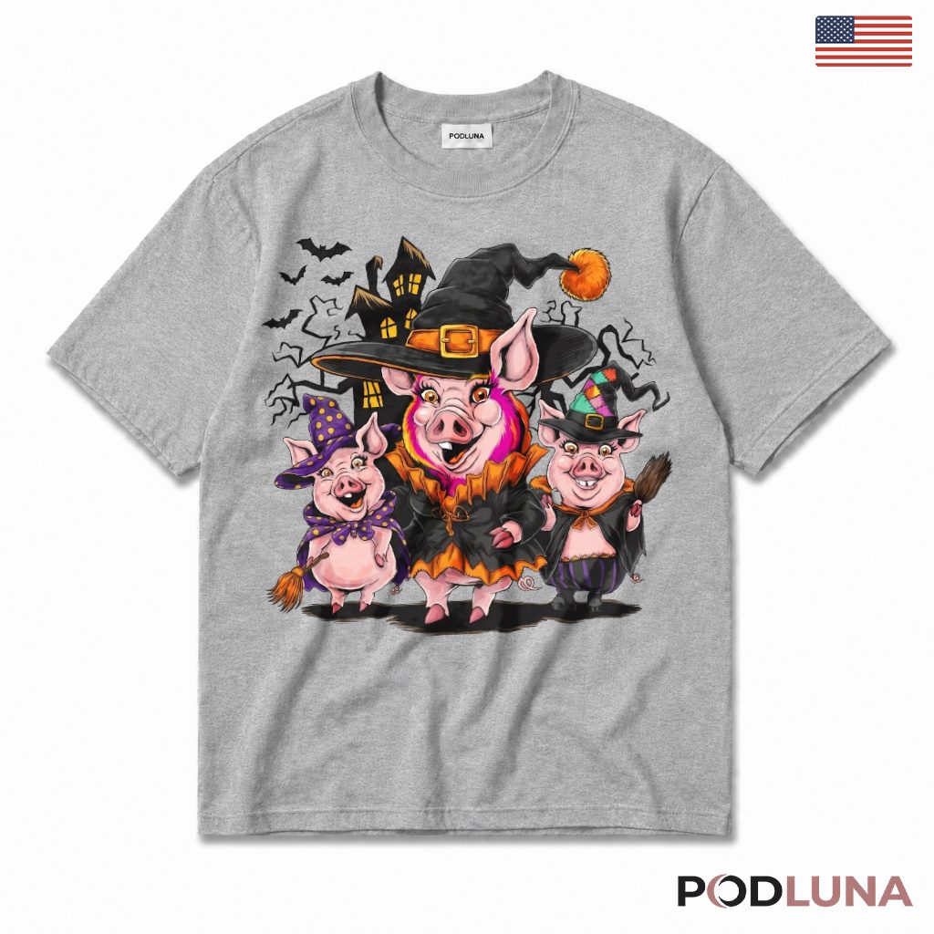 Halloween Witch Pigs T-Shirt Cute Spooky Magic Costumes