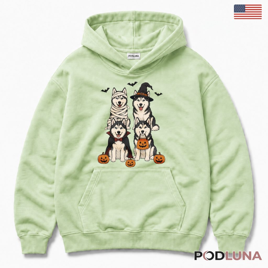 Husky Halloween Hoodie Spooky Dog Costume Pumpkin Party Husky Halloween Hoodie Spooky Dog Costume Pumpkin Party