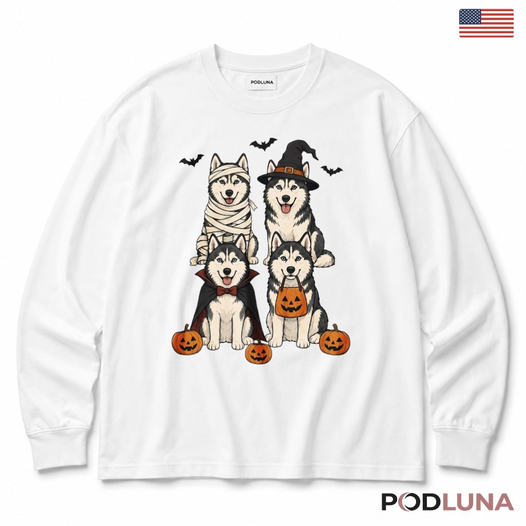 Husky Halloween Long Sleeve Spooky Dog Costume Pumpkin Party Husky Halloween Long Sleeve Spooky Dog Costume Pumpkin Party