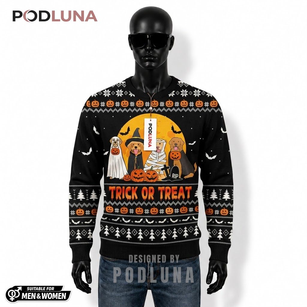 Labrador Ugly Halloween Sweater Trick Or Treat Costume Front