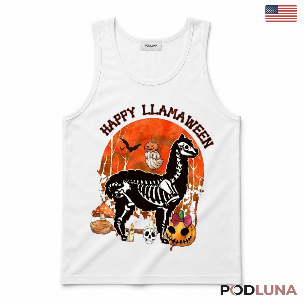 Llama Skeleton Halloween Tank Top Spooky Cute Animal Costume Llama Skeleton Halloween Tank Top Spooky Cute Animal Costume