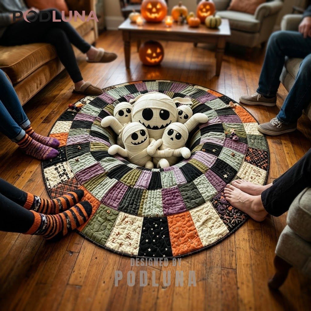 Mummy Halloween 3D Rug Cute Skull Family Patchwork Vortex 2 Mummy Halloween 3D Rug Cute Skull Family Patchwork Vortex 2