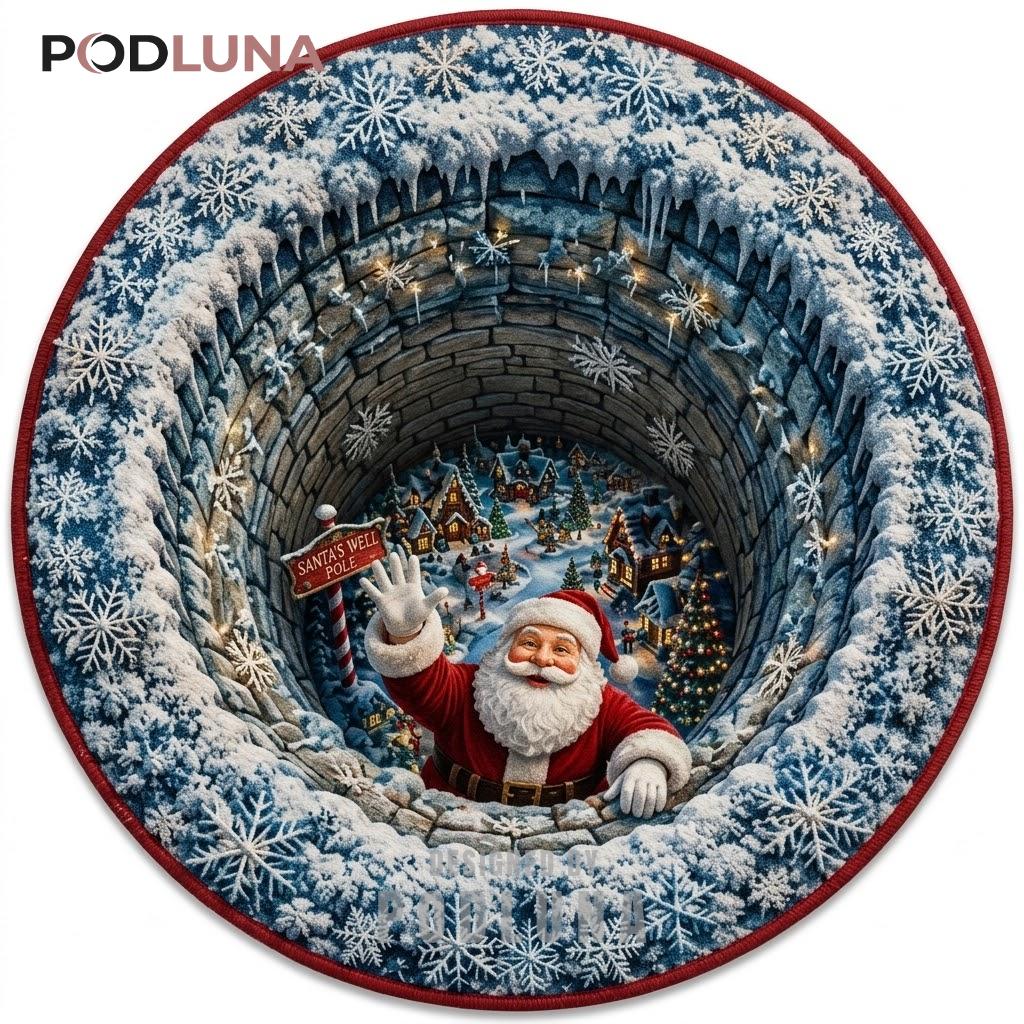 North Pole 3D Christmas Rug Santa Village Snowy Portal