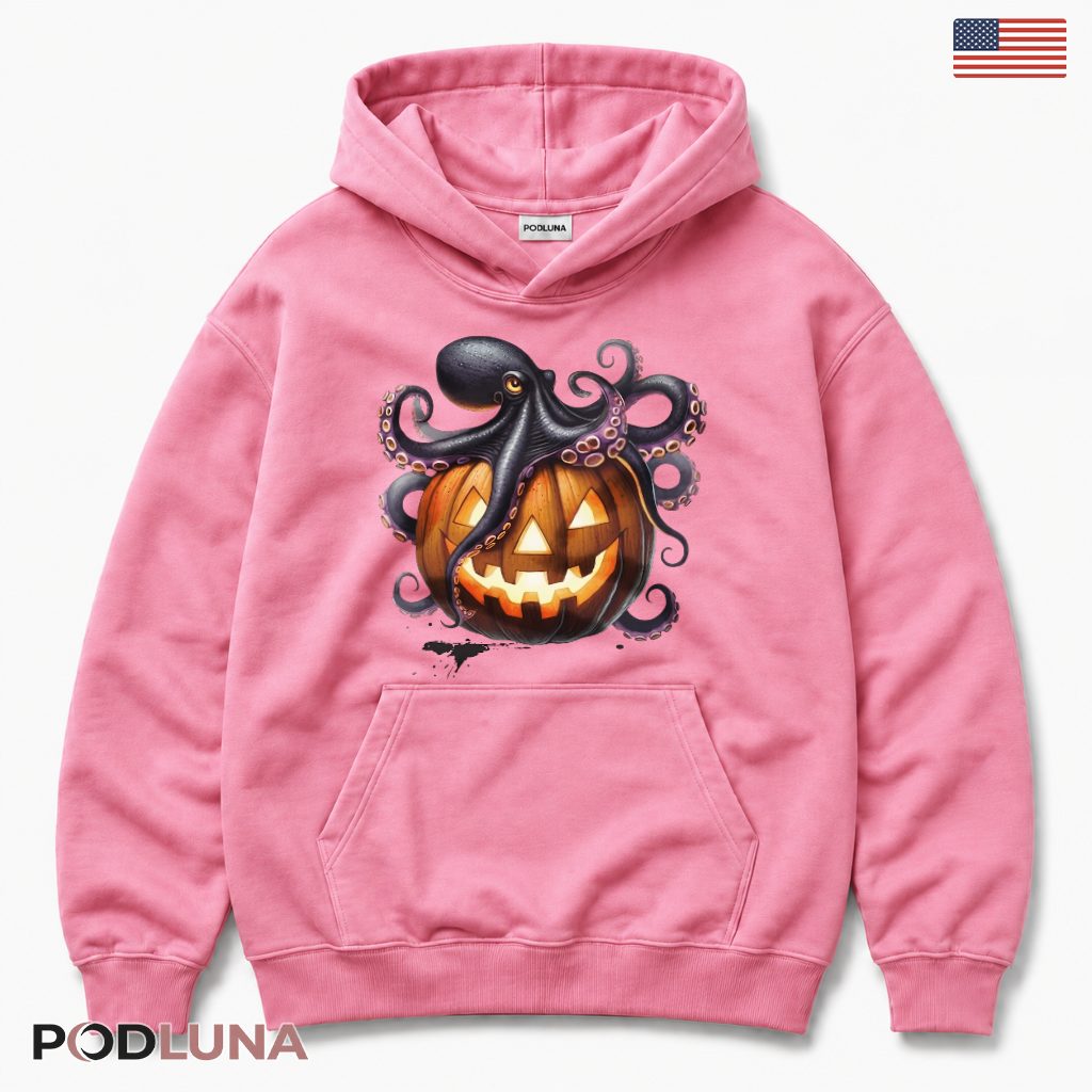 Octopus Halloween Hoodie Pumpkin Spooky Ocean Creature Gift Octopus Halloween Hoodie Pumpkin Spooky Ocean Creature Gift