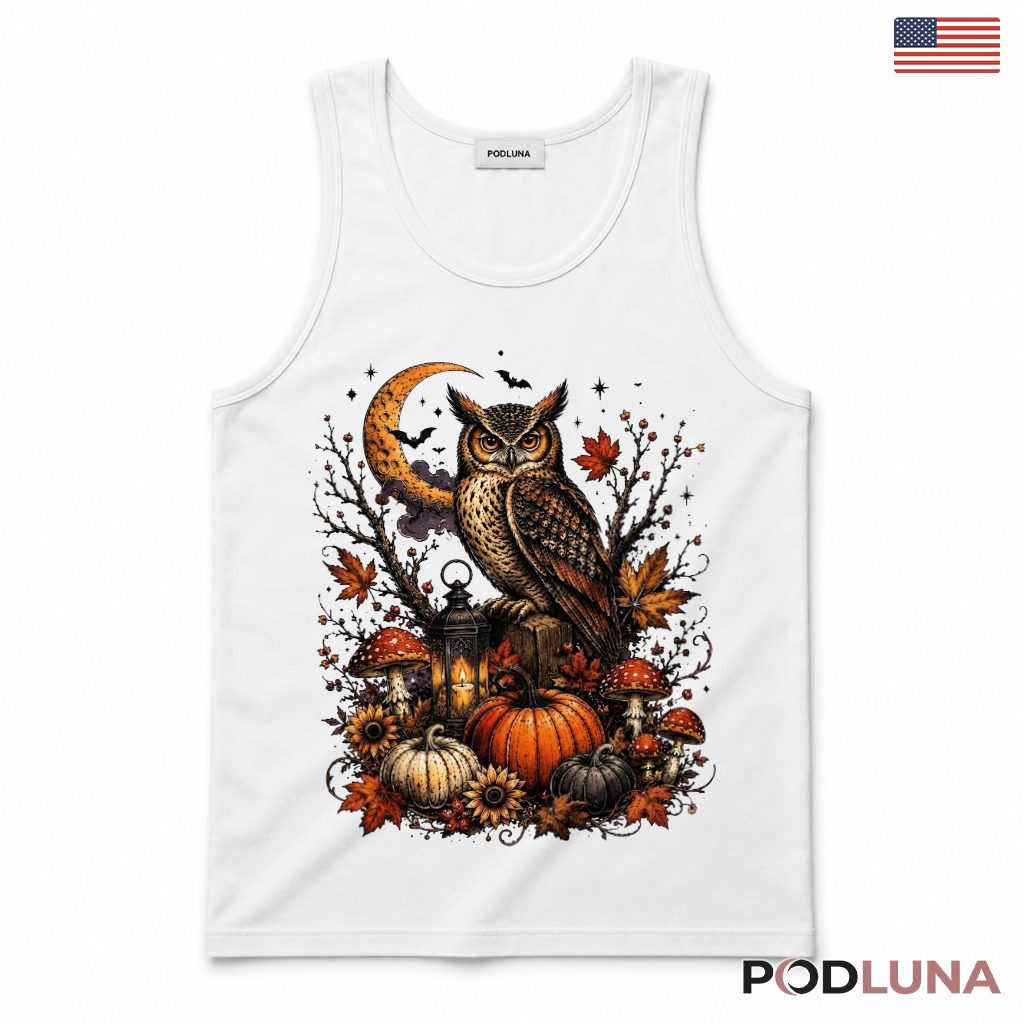 Owl Halloween Tank Top Vintage Pumpkin Moon Spooky Bird Gift Owl Halloween Tank Top Vintage Pumpkin Moon Spooky Bird Gift