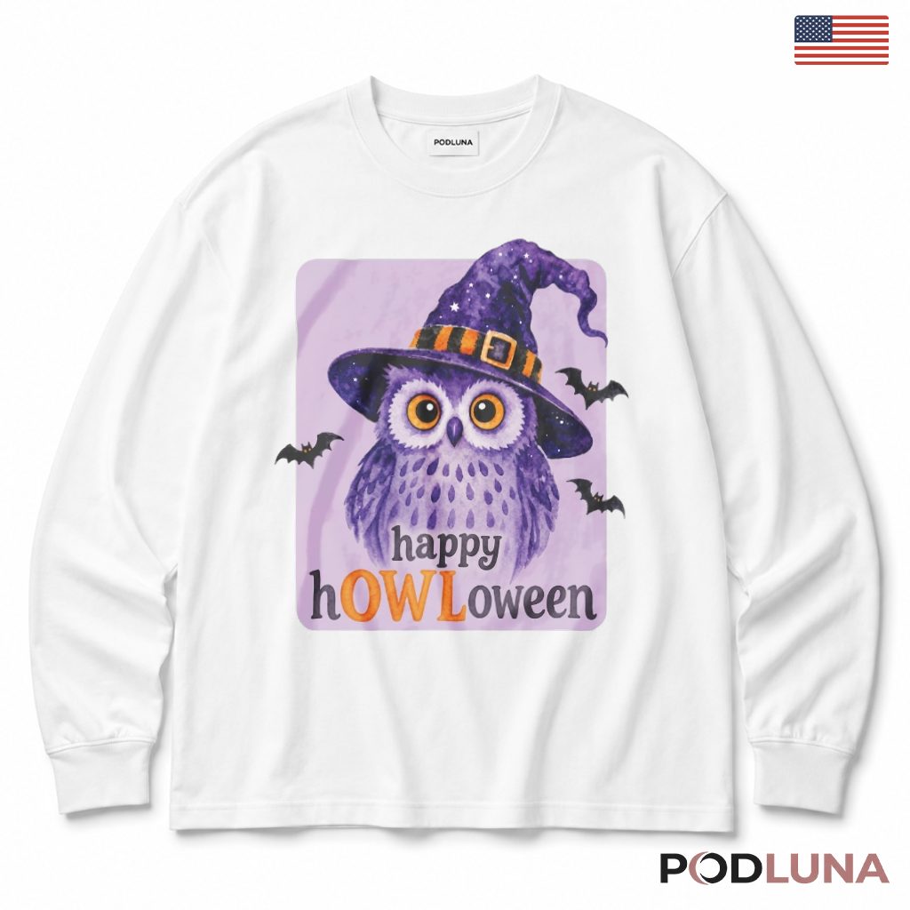 Owl Halloween Long Sleeve Witch Cute Spooky Night Bird Gift Owl Halloween Long Sleeve Witch Cute Spooky Night Bird Gift