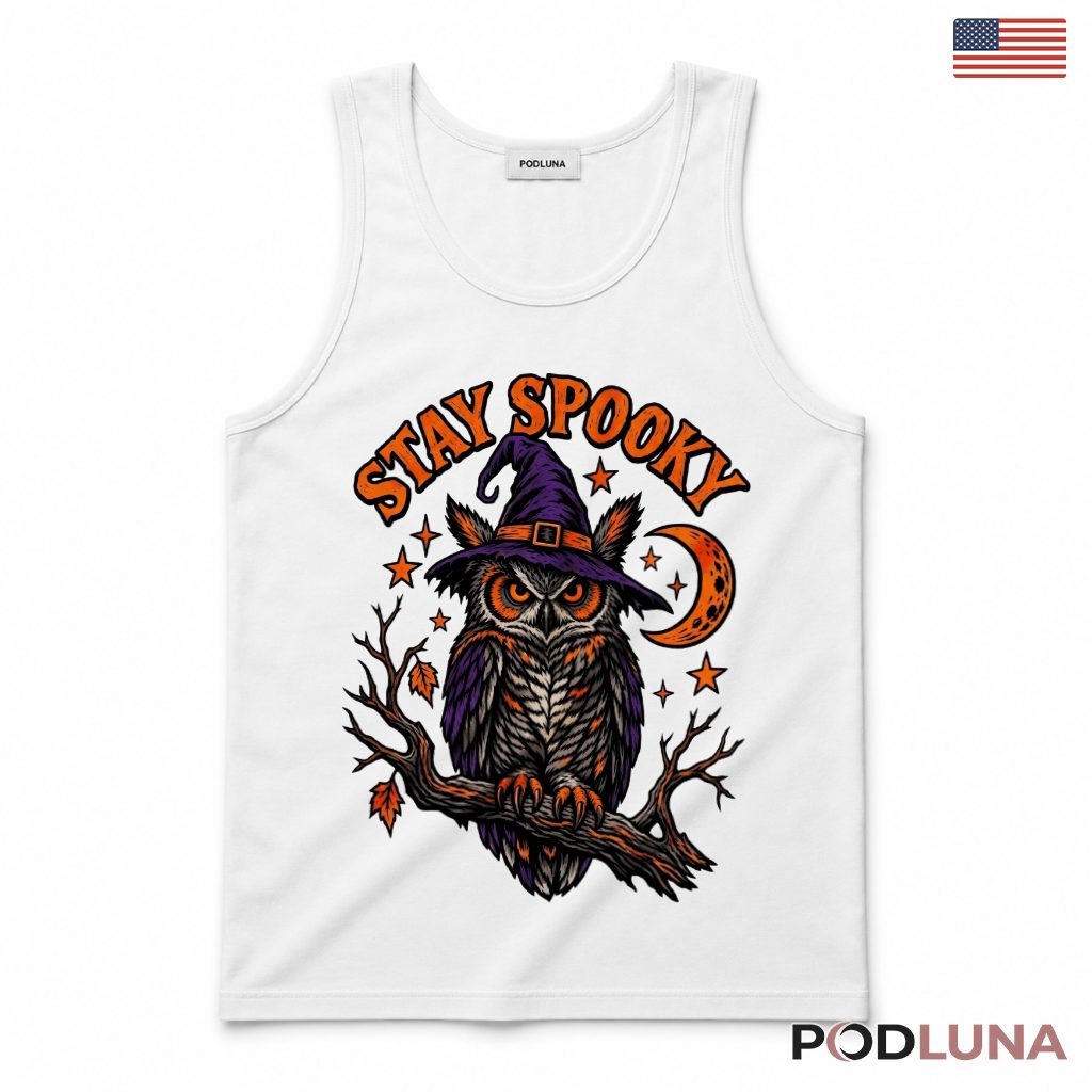 Owl Halloween Tank Top Witch Hat Spooky Moon Night Bird Owl Halloween Tank Top Witch Hat Spooky Moon Night Bird