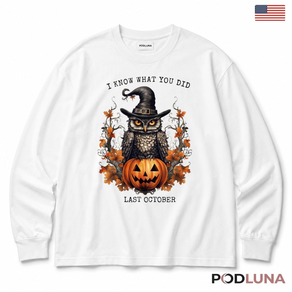 Owl Halloween Long Sleeve Witch Pumpkin Autumn Spooky Bird Gift Owl Halloween Long Sleeve Witch Pumpkin Autumn Spooky Bird Gift
