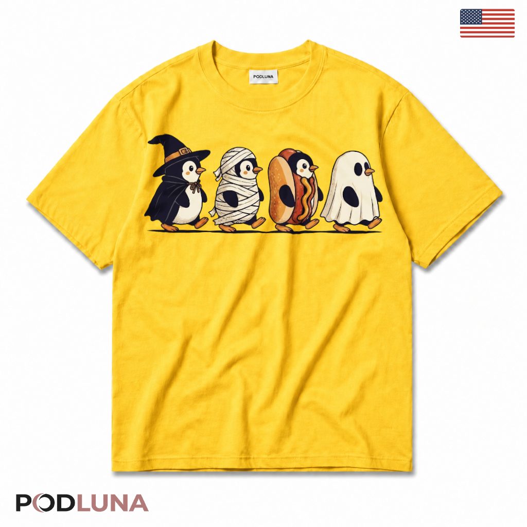 Penguin Halloween T-Shirt Cute Costume Ghost Witch Animal