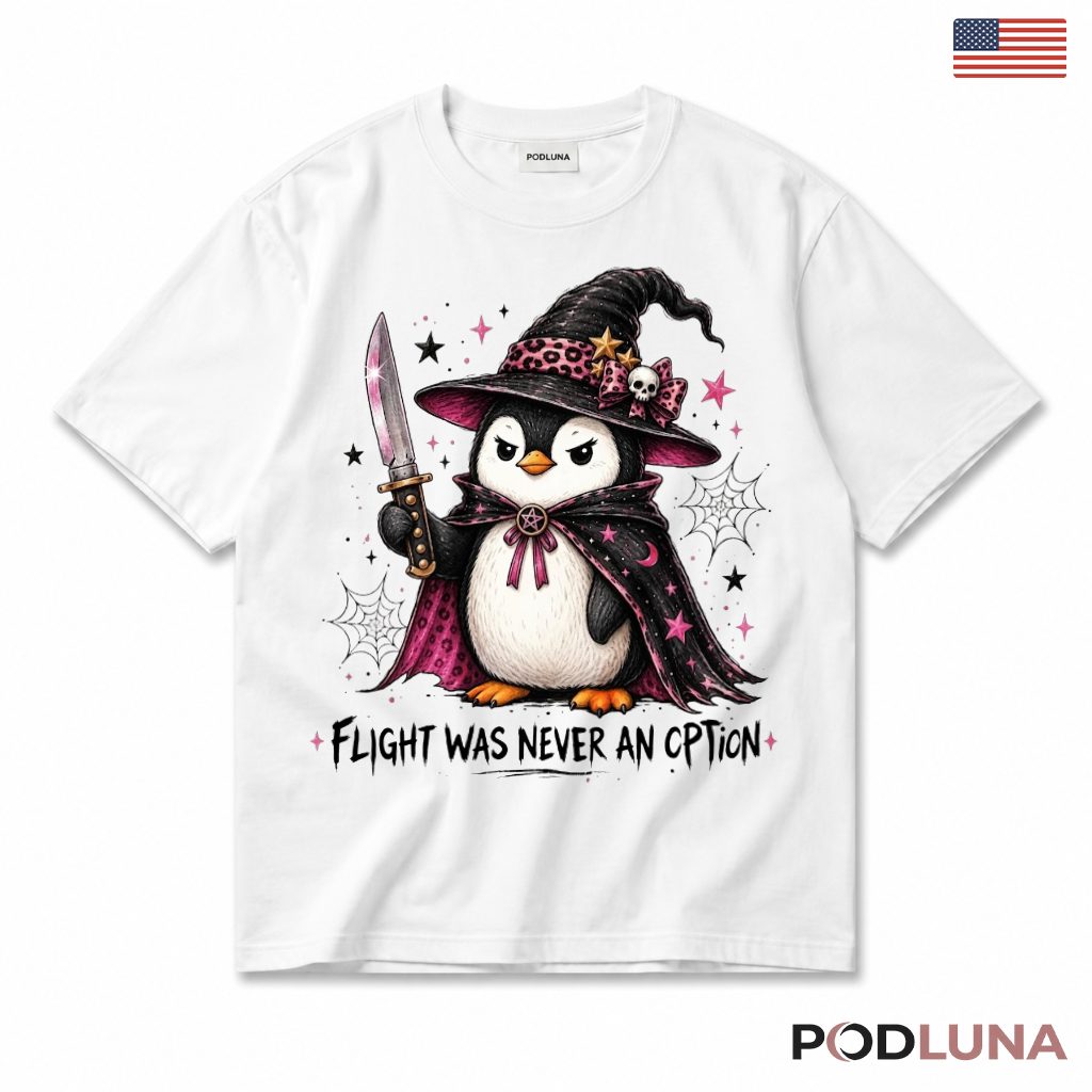 Penguin Halloween T-Shirt Cute Witch Knife Spooky Animal