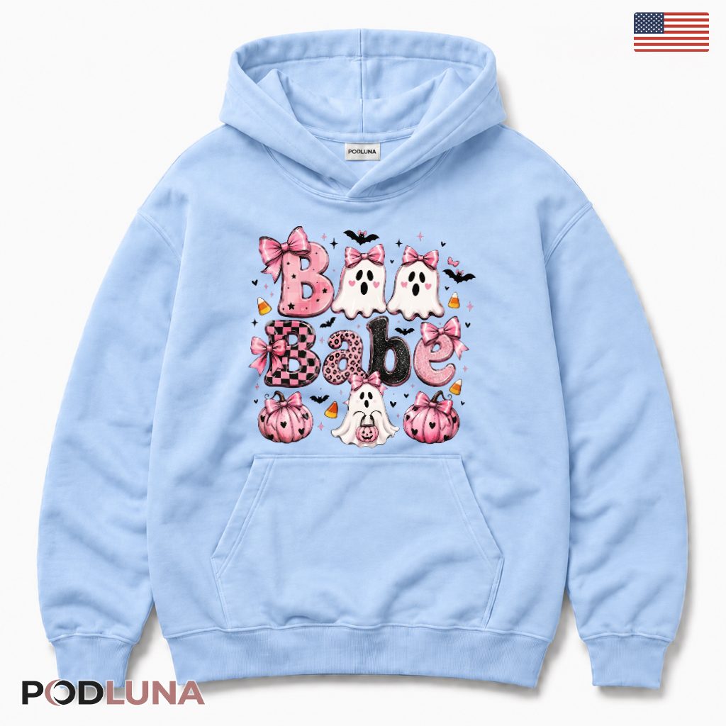 Pink Ghost Halloween Hoodie Boo Babe Cute Bow Pumpkin Pink Ghost Halloween Hoodie Boo Babe Cute Bow Pumpkin