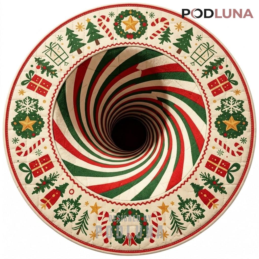 Pinwheel 3D Christmas Rug Wreath Border Whirlpool Icons