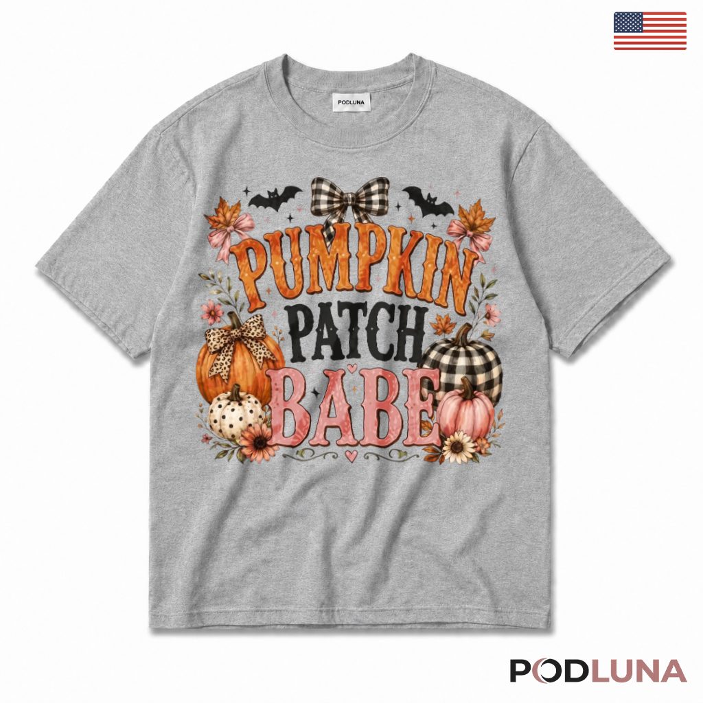 Pumpkin Patch Babe T-Shirt Fall Coquette Leopard Bow