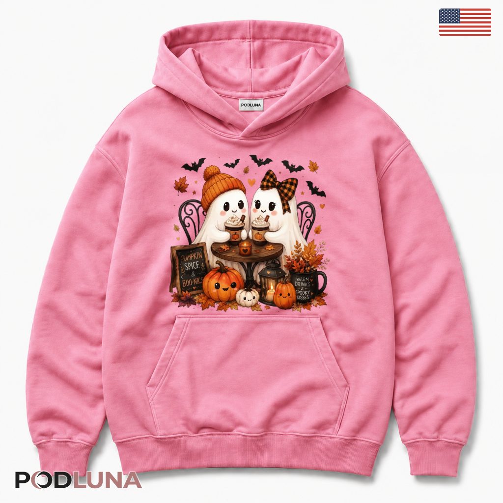 Pumpkin Spice Ghost Hoodie Halloween Coffee Cute Couple Pumpkin Spice Ghost Hoodie Halloween Coffee Cute Couple