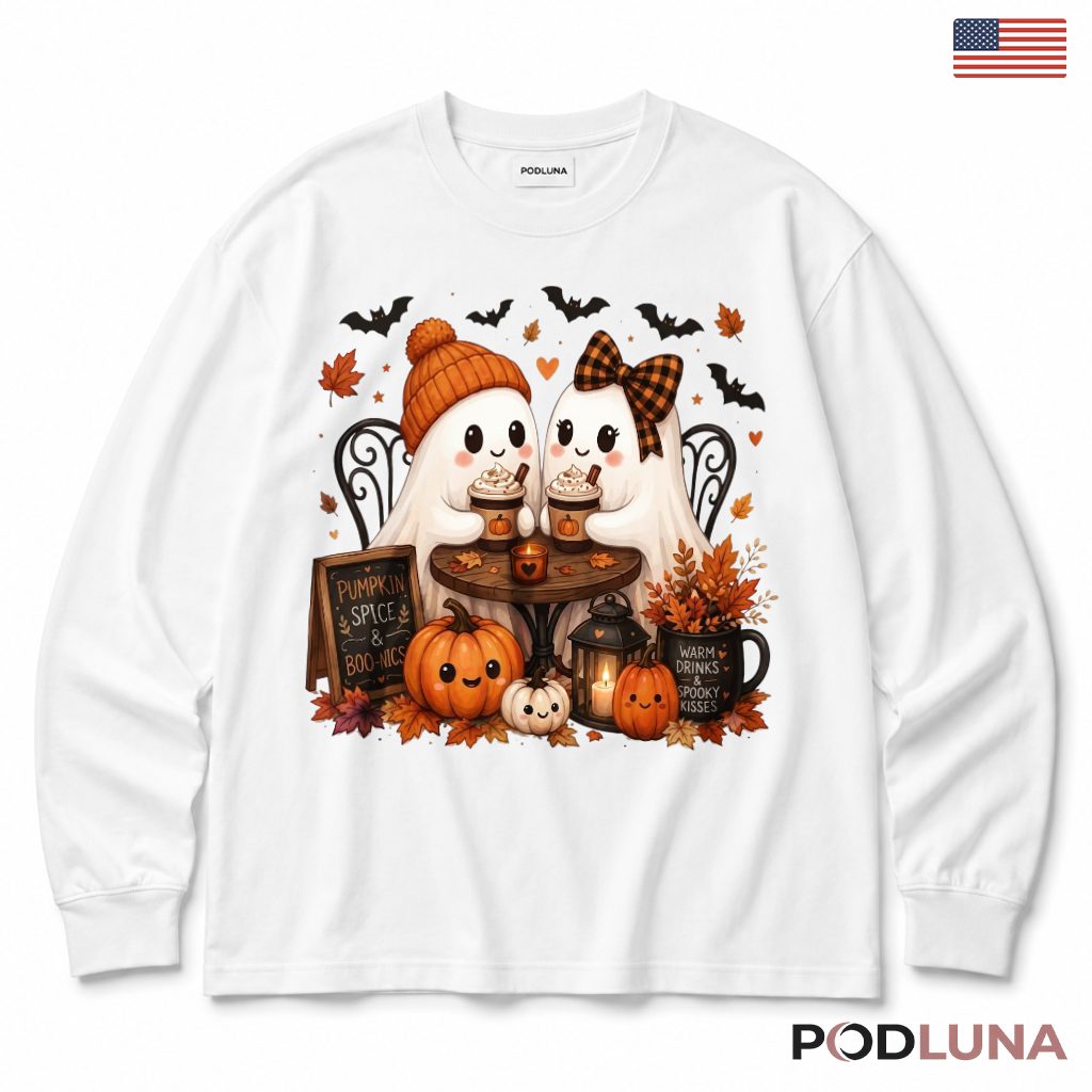 Pumpkin Spice Ghost Long Sleeve Halloween Coffee Cute Couple Pumpkin Spice Ghost Long Sleeve Halloween Coffee Cute Couple