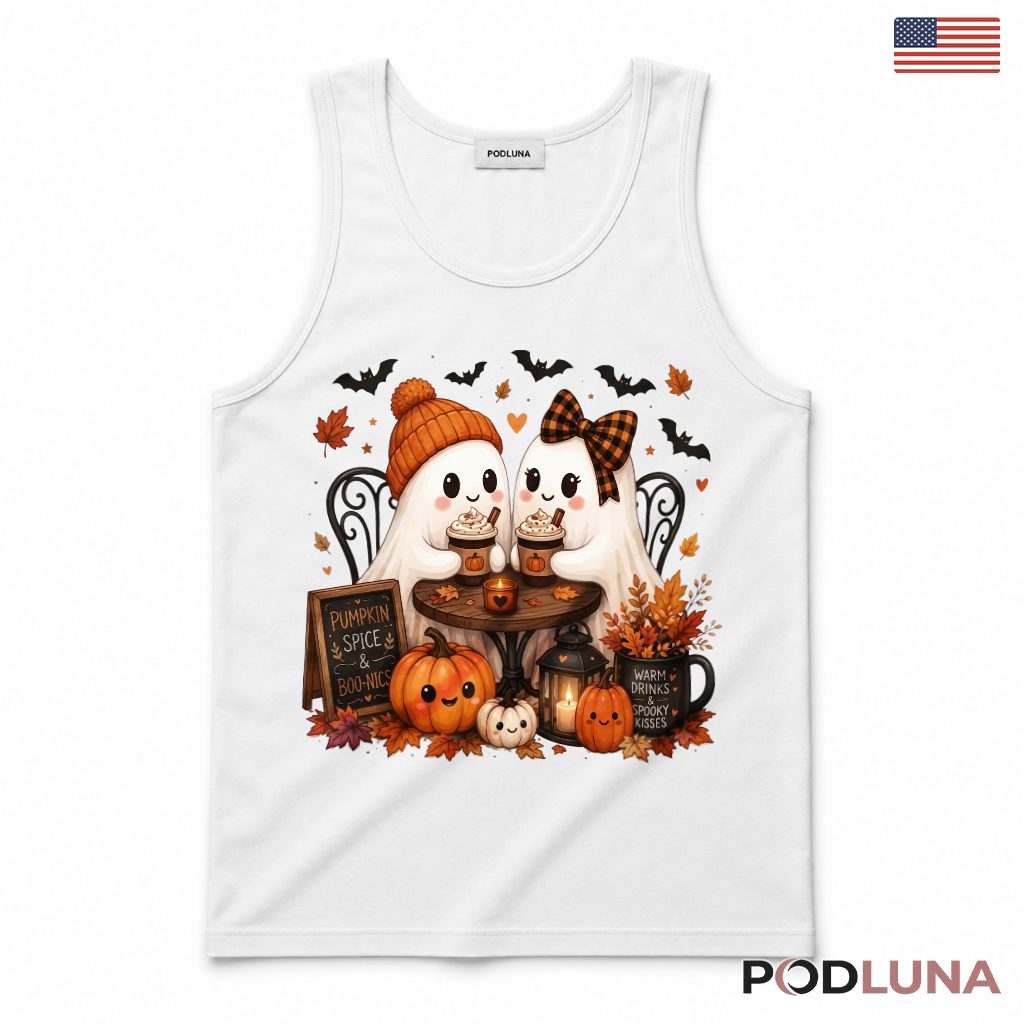 Pumpkin Spice Ghost Tank Top Halloween Coffee Cute Couple Pumpkin Spice Ghost Tank Top Halloween Coffee Cute Couple