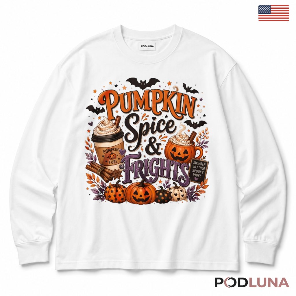 Pumpkin Spice Halloween Long Sleeve Latte Coffee Spooky Pumpkin Spice Halloween Long Sleeve Latte Coffee Spooky