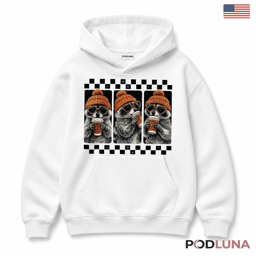 Raccoon Fall Hoodie Pumpkin Spice Coffee Beanie Raccoon Fall Hoodie Pumpkin Spice Coffee Beanie