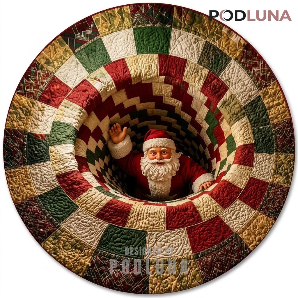 Santa 3D Christmas Rug Tunnel Illusion Living Room